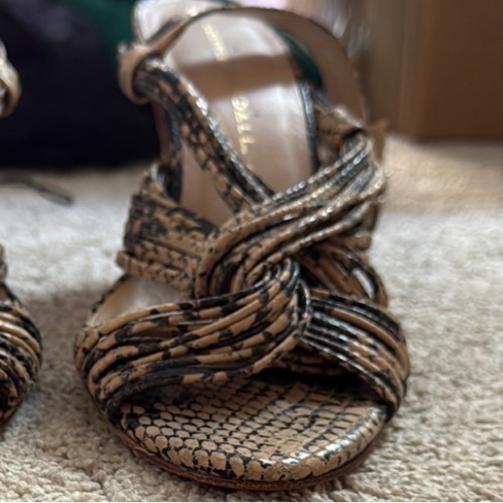 Loeffler Randall Black and Tan Heels with snakeskin pattern. - Picture 6 of 7
